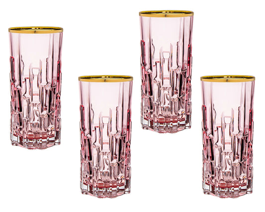 Set of 4 Milana Highball with Gold Rim by Godinger