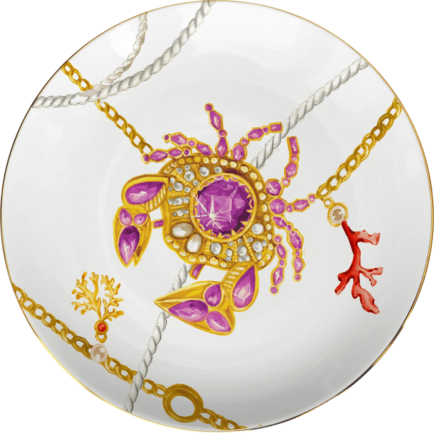 Set of 6 Porcelain Dessert Plates - Portofino