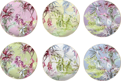 Set of six floral and nature-themed coasters with different designs.