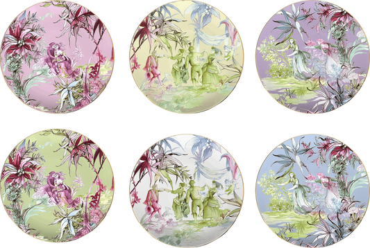 Set of six floral and nature-themed coasters with different designs.