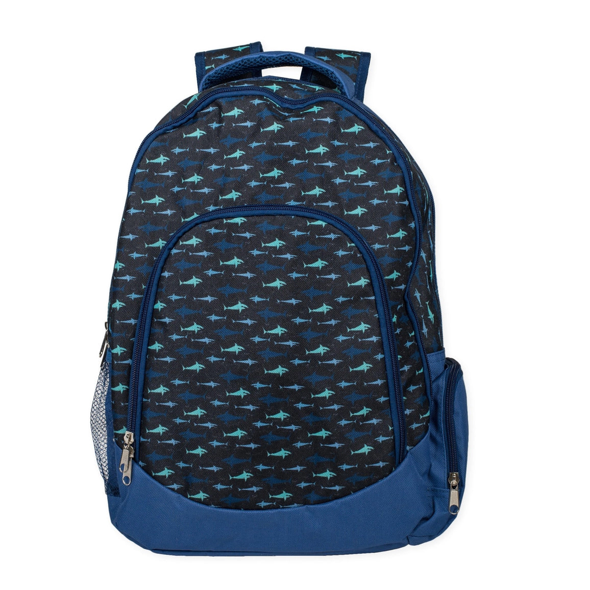 Backpack with shark pattern on a white background