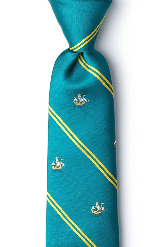 Ship Stripe Tie By Wild Ties - Teal Microfiber