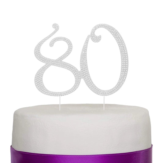 Silver 80 Crystal Cake Topper