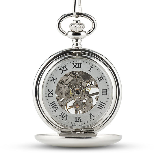 Silver Mechanical Pocket Watch & Fob - Blank