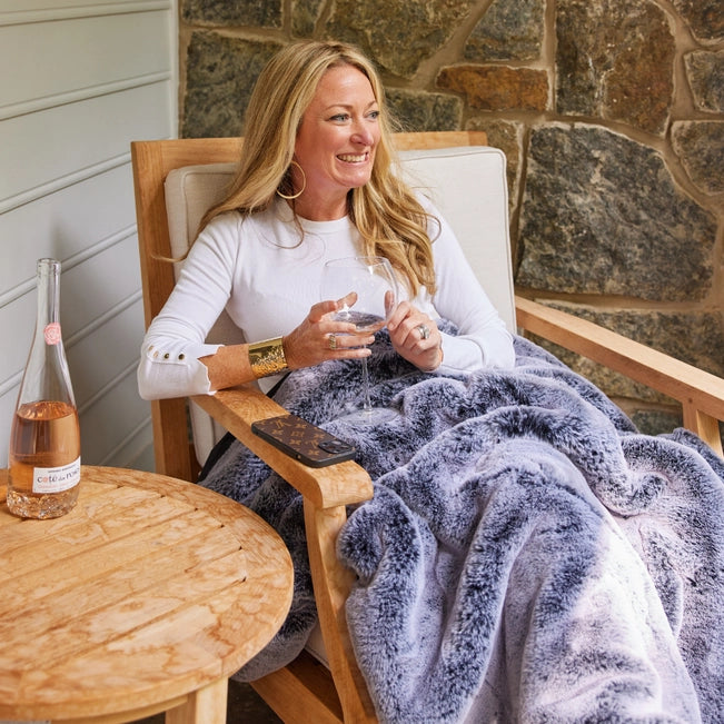 Silver Mink Luxe Faux Fur Blanket