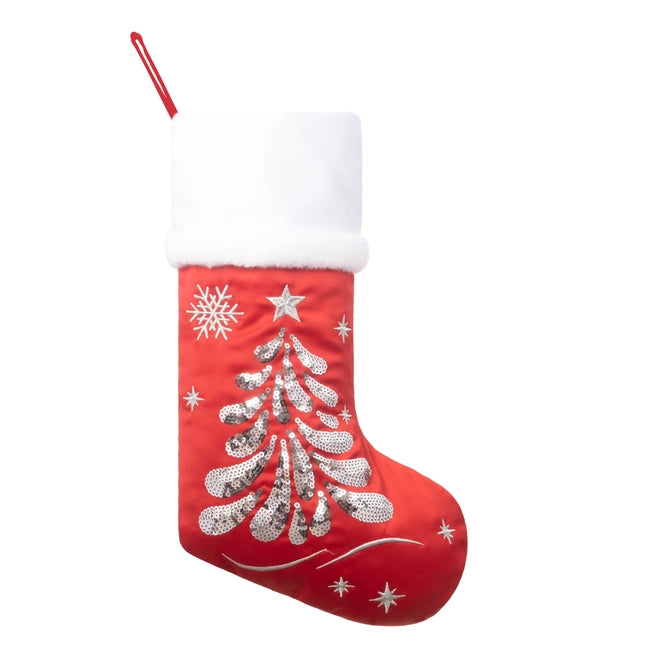 Silver Sequin Christmas Tree Stocking