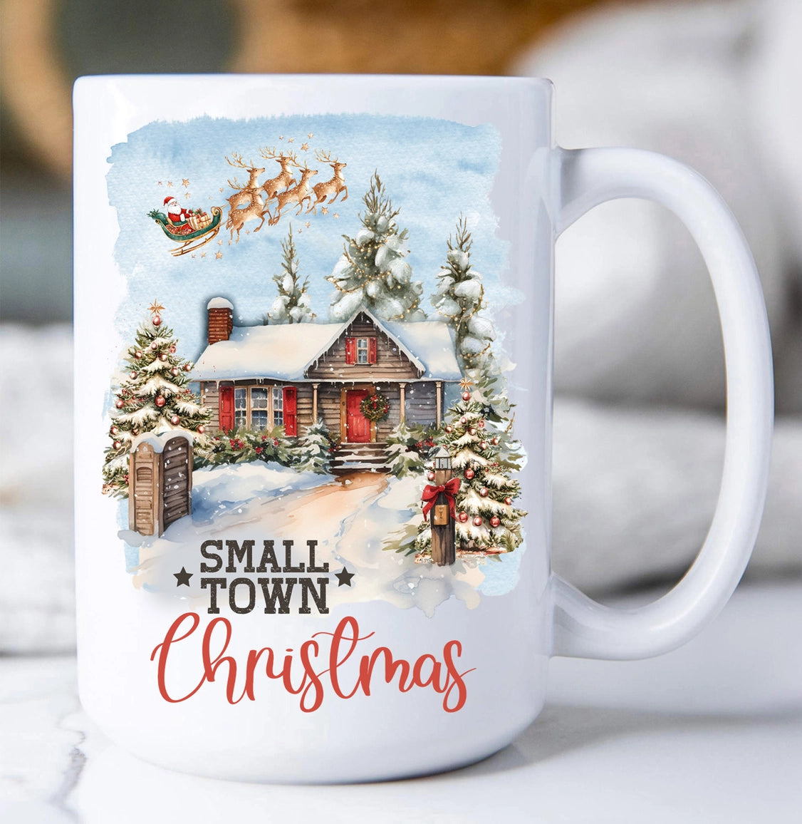Small Town Christmas Santa Coffee Mug, 15 oz.