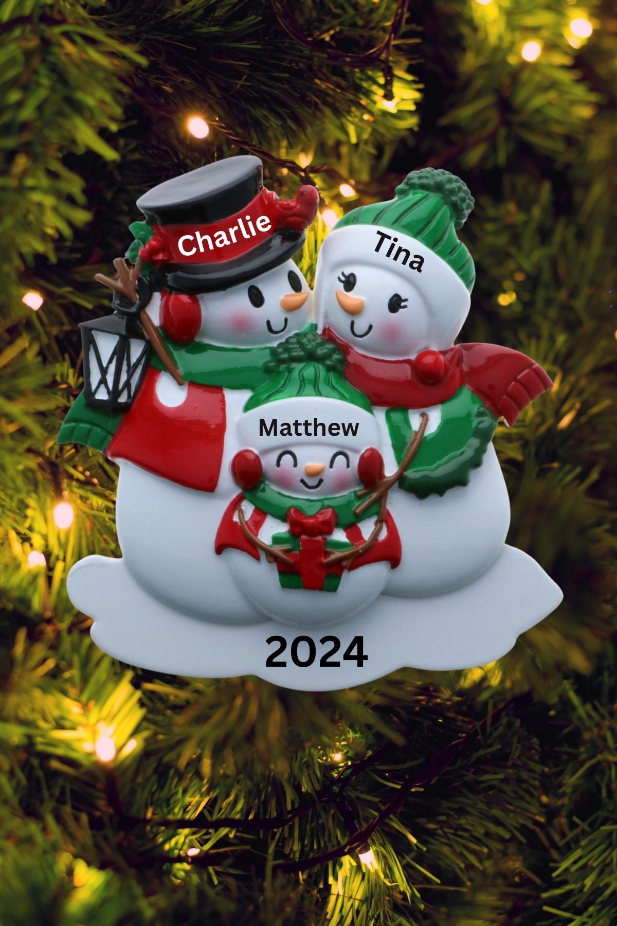 Snowman Family Personalized Ornament