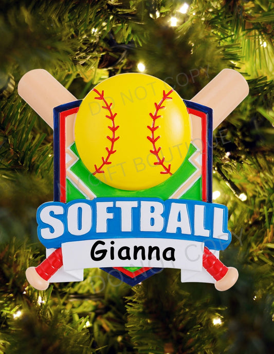 Softball Shield Personalized Ornament