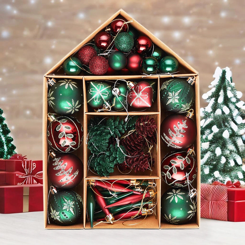Sophisticated Red and Green Ornament Ball Bundle