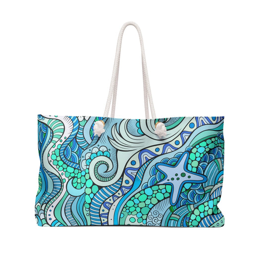 Starfish Mosaic Beach Tote Bag