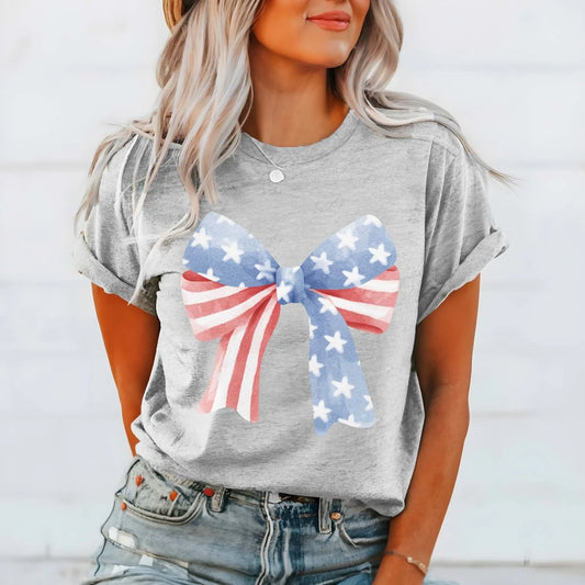 Stars and Stripes Bow Graphic T-Shirt