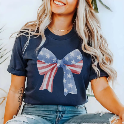 Stars and Stripes Bow Graphic T-Shirt
