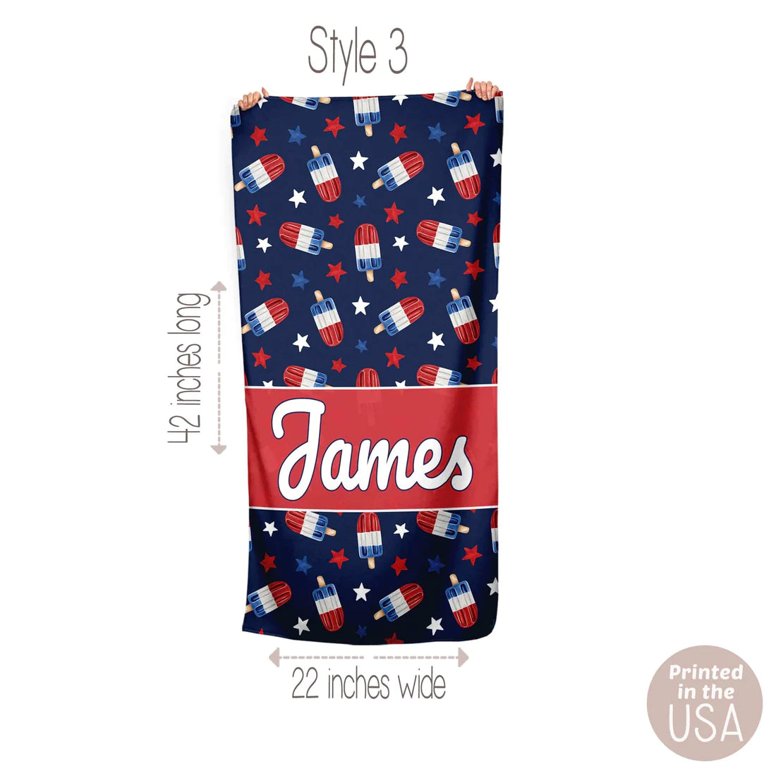 Red, White & Blue Personalized Towel