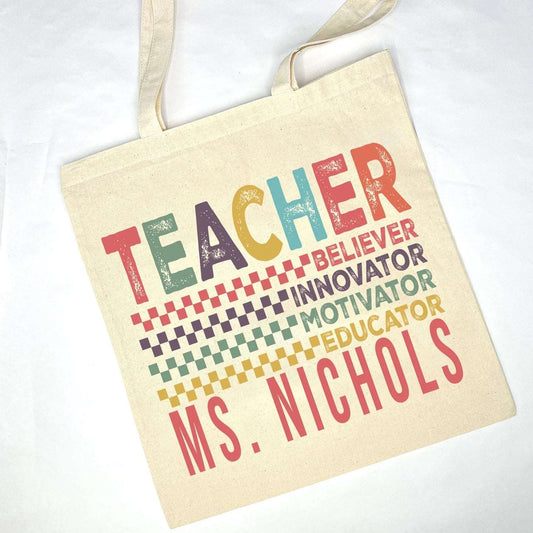 Personalized Teacher Tote Bag - Educator