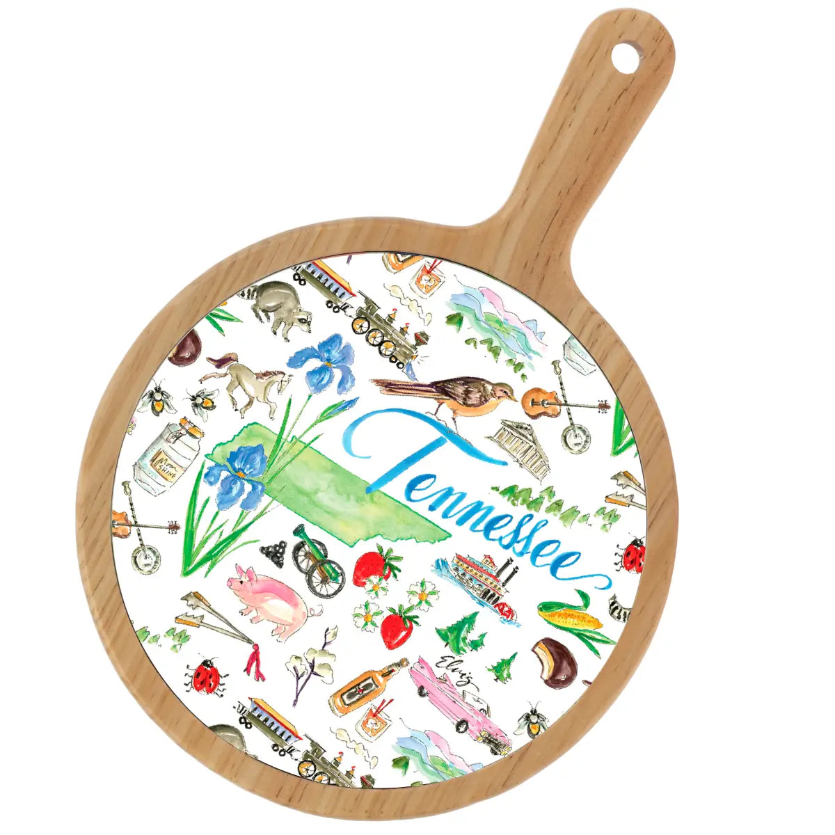 Location Themed Bamboo Cheese Board - Boot Scootin Bamboo & Ceramic Cheese Board Preorder ships March 3