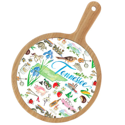 Location Themed Bamboo Cheese Board - Boot Scootin Bamboo & Ceramic Cheese Board Preorder ships March 3