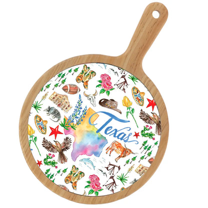 Location Themed Bamboo Cheese Board - Boot Scootin Bamboo & Ceramic Cheese Board Preorder ships March 3