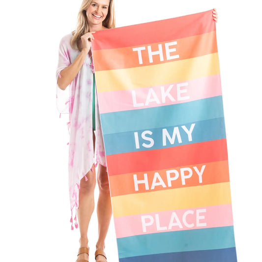 The Lake Is My Happy Place Quick Dry Towel