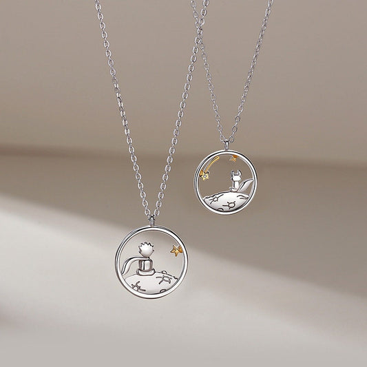 The Little Prince Fox Couple Necklace in 925 Sterling Silver