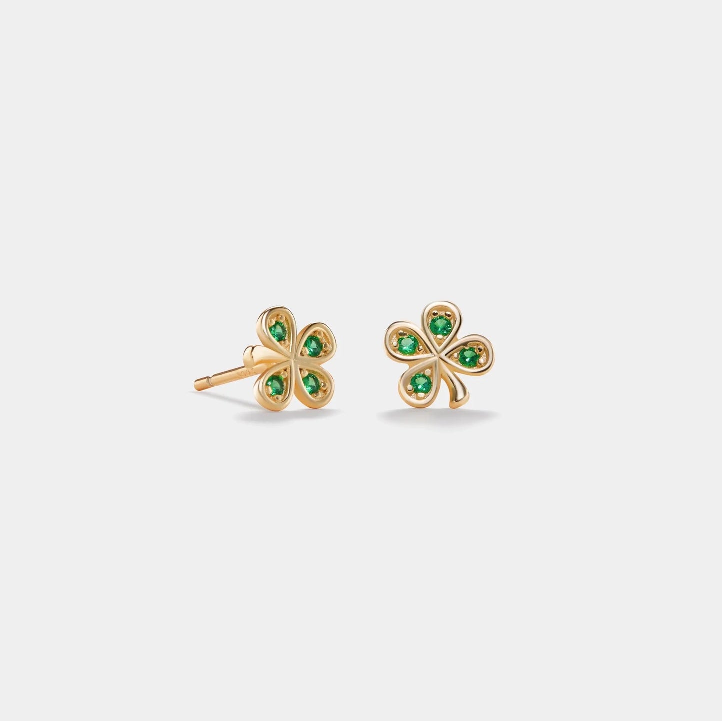 Tiny Four Leaf Clover Stud Earrings in 925 Sterling Silver