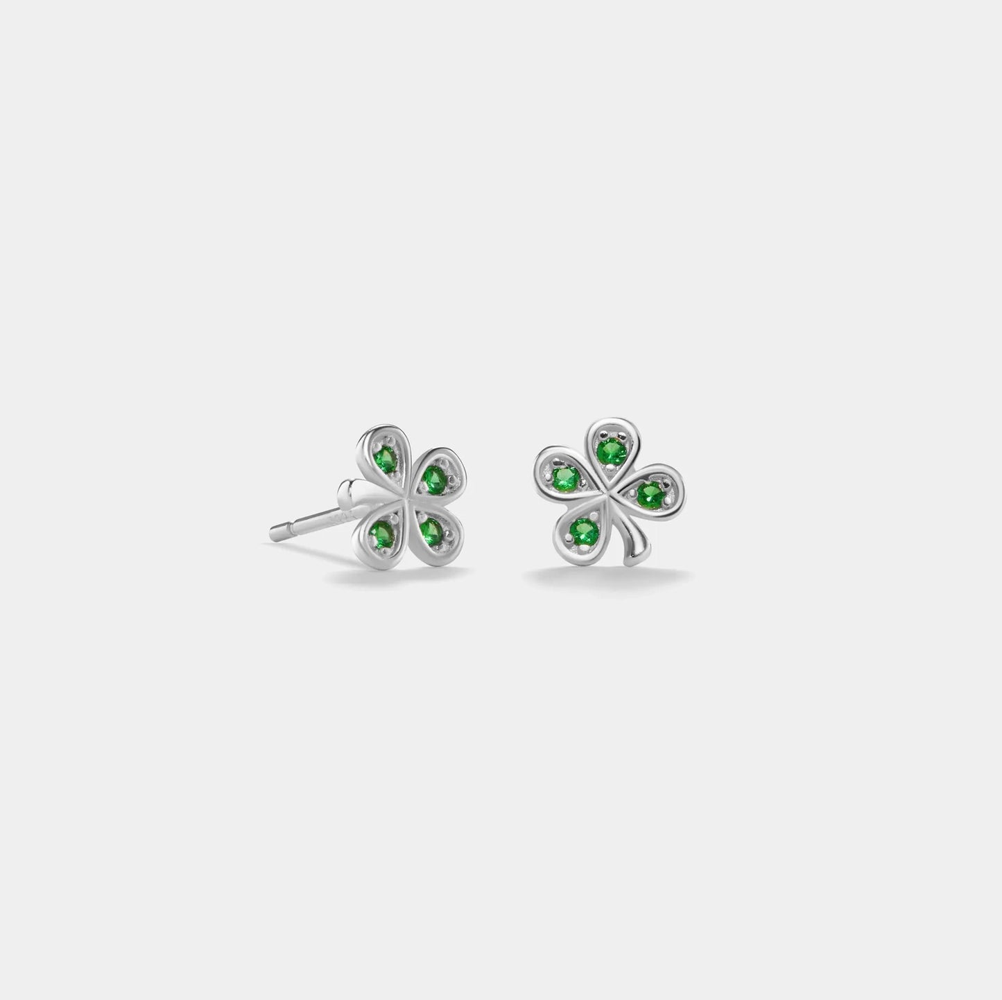 Tiny Four Leaf Clover Stud Earrings in 925 Sterling Silver