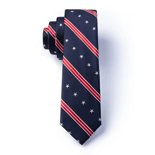 USA Stripe Skinny Tie By Wild Ties - Navy Blue - NY Gift Boutique