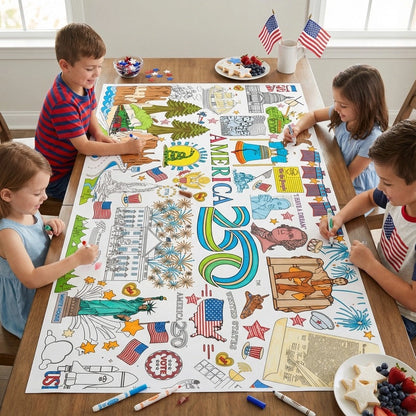 USA Patriotic America 250 Coloring Tablecloth - NY Gift Boutique
