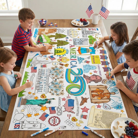 USA Patriotic America 250 Coloring Tablecloth - NY Gift Boutique