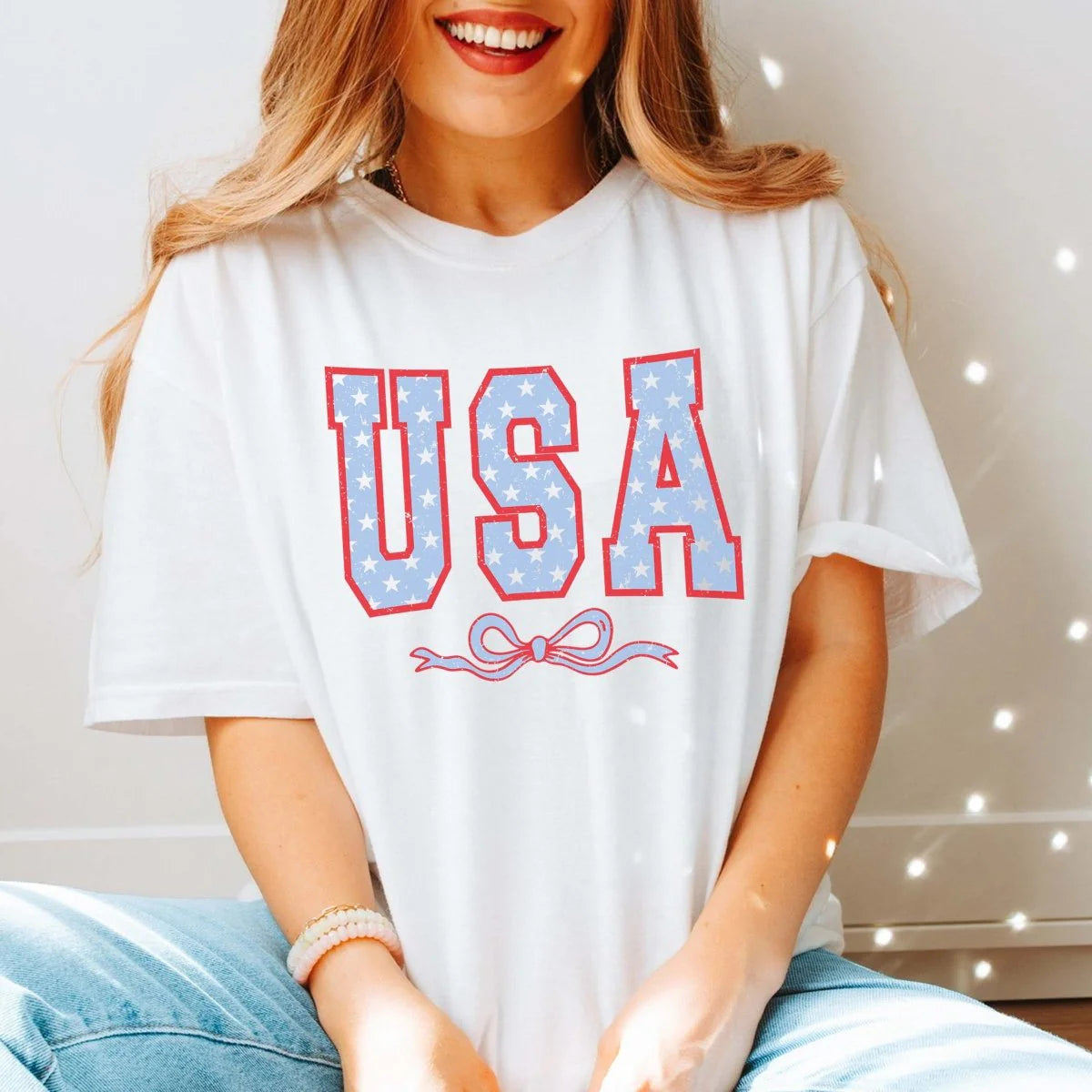 USA with Bow Graphic T-Shirt