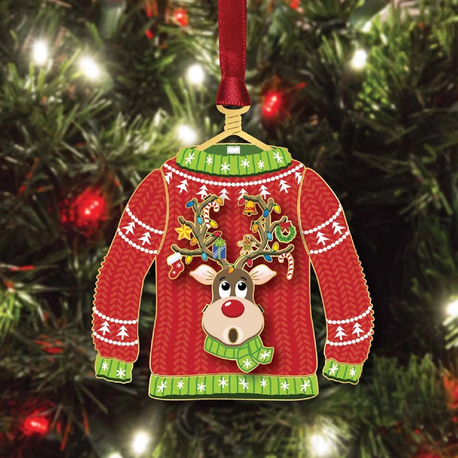 Ugly Christmas Sweater Brass Ornament - NY Gift Boutique