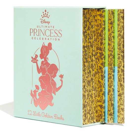 Disney Ultimate Princess Celebration book set with a light blue cover and gold and green design.