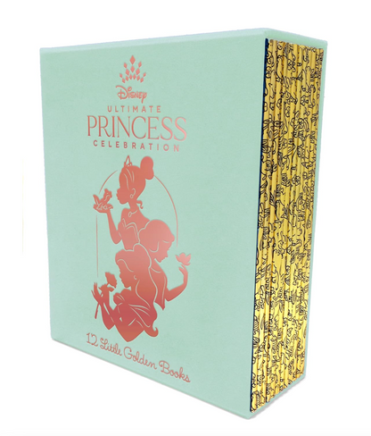 Disney Ultimate Princess Celebration book set with pink princess silhouette on light blue cover