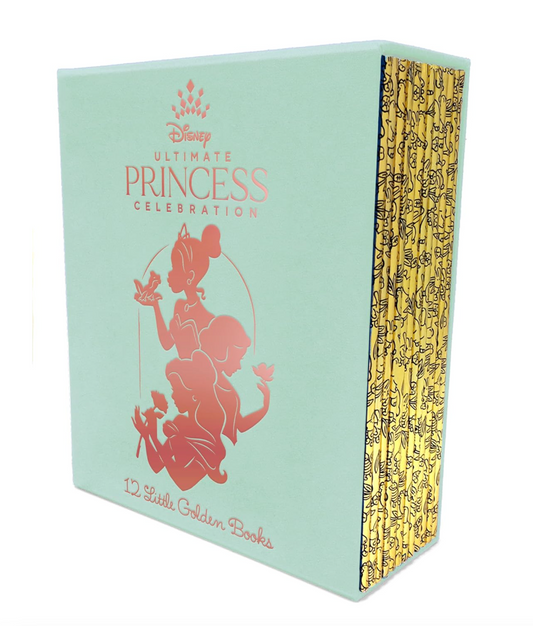 Disney Ultimate Princess Celebration book set with pink princess silhouette on light blue cover