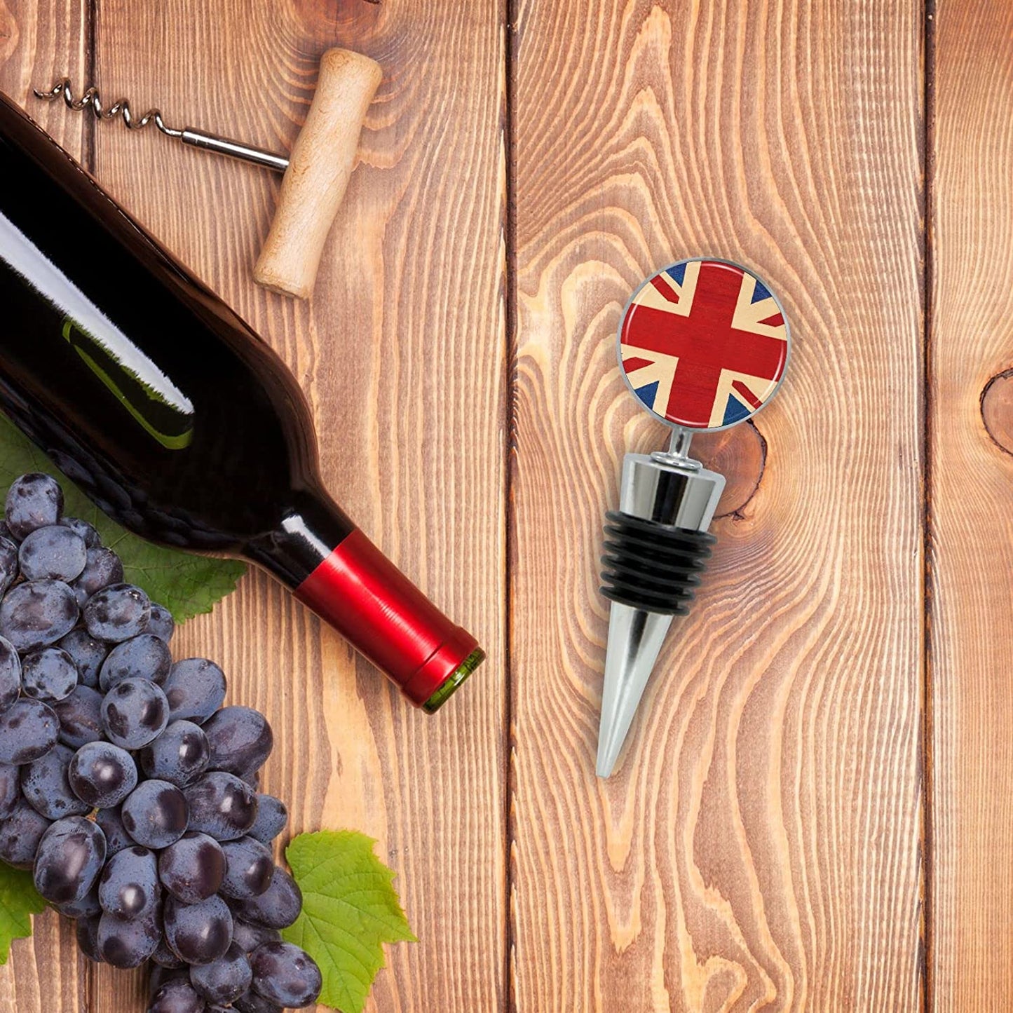 Union Jack Wine Bottle Stopper in Gift Box