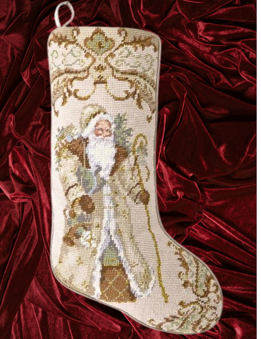 Santa with Gifts Needlepoint Stocking (Ships after 9/7/2024)