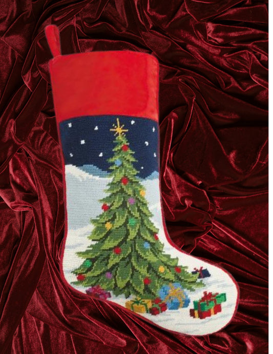 Tree with Presents Needlepoint Stocking (Ships after 9/7/2024)