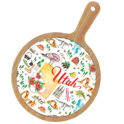 Location Themed Bamboo Cheese Board - Boot Scootin Bamboo & Ceramic Cheese Board Preorder ships March 3