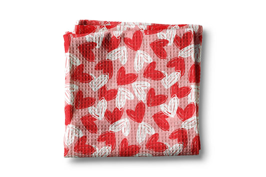 Valentine Floating Hearts Waffle Weave Towel