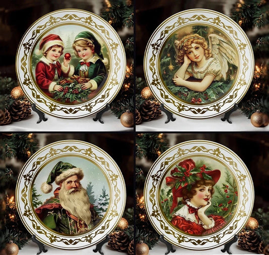 Victorian Elegance Set of 4 Plates with Gold Trim