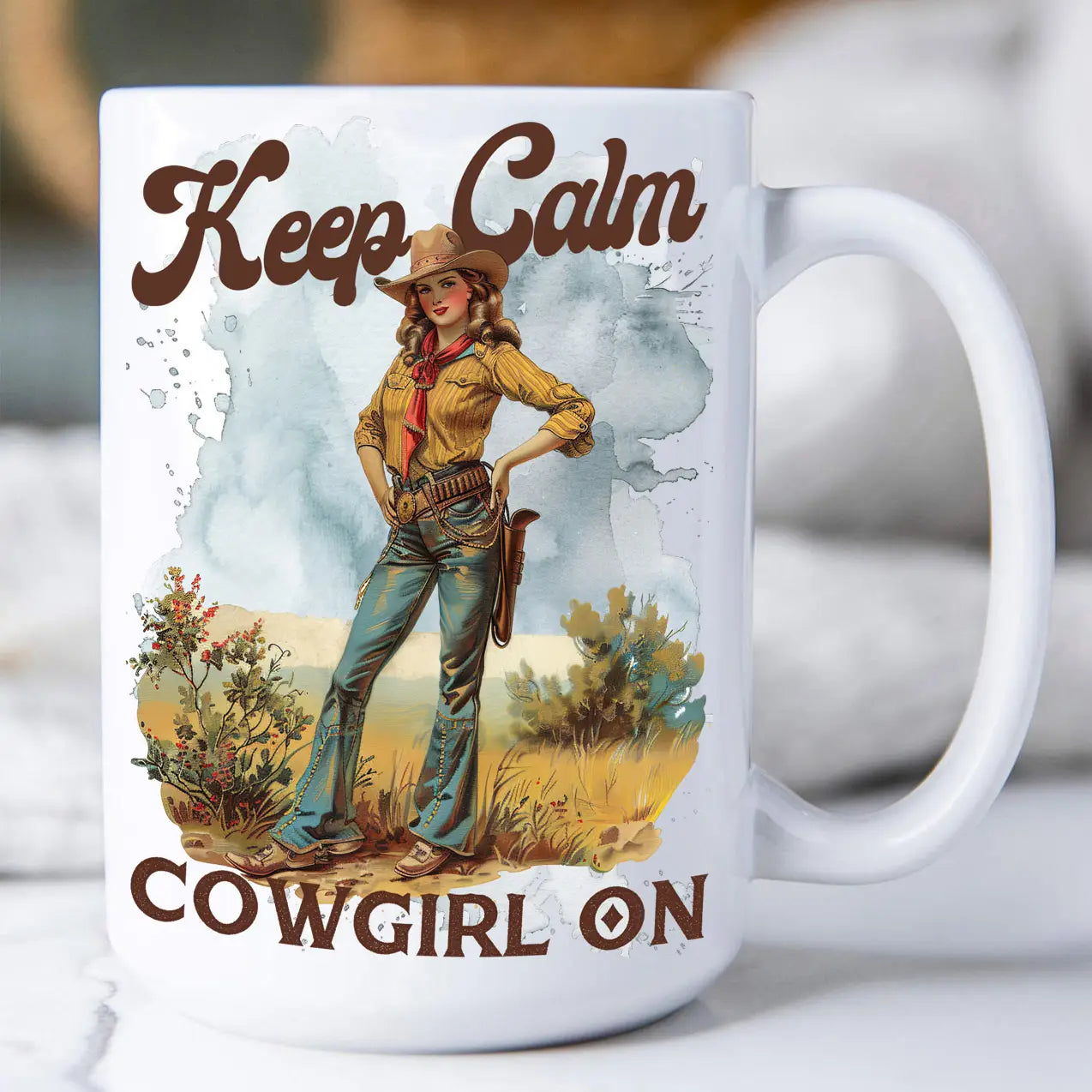Vintage Cowgirls Keep Calm Cowgirl On Coffee Mug