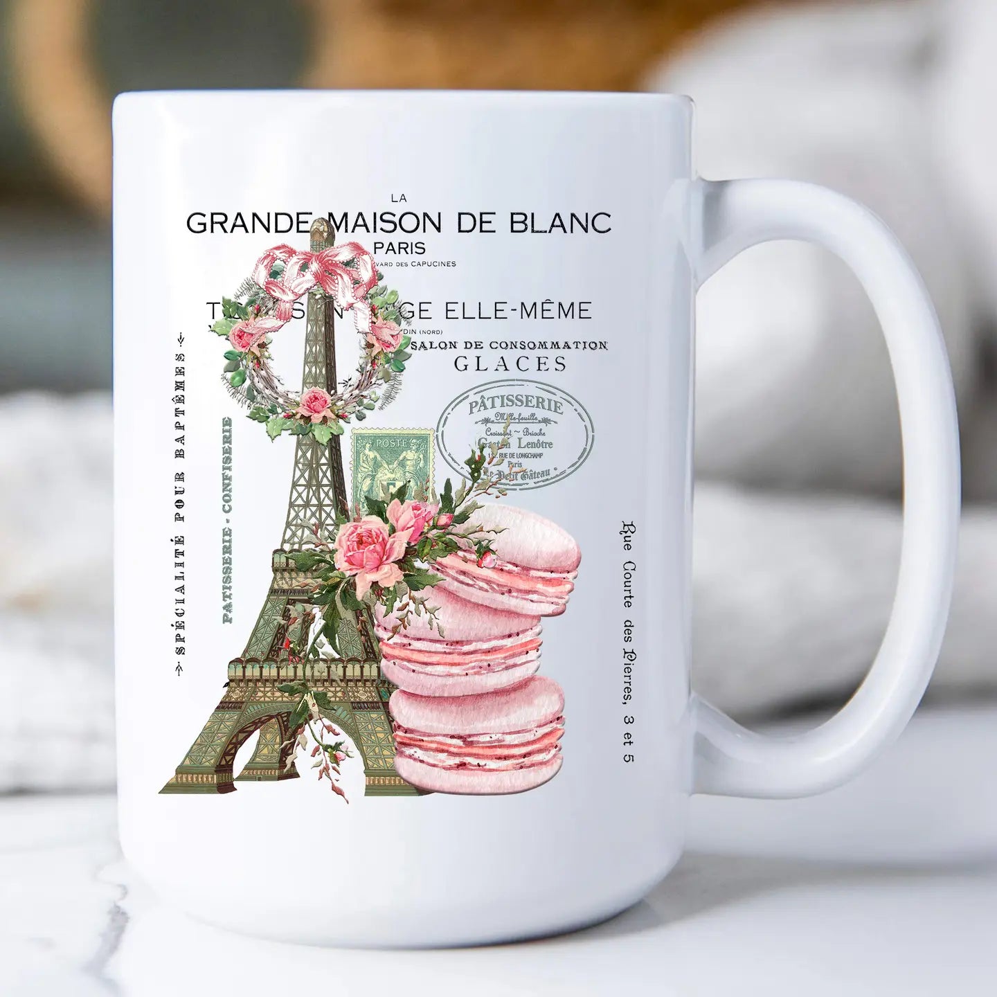 Vintage Paris Pink Macarons Coffee Mug