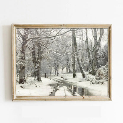 Vintage Snowy Stream Unframed Art Print - NY Gift Boutique