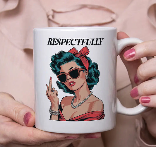 Vintage Woman Middle Finger Respectfully 12oz. Mug