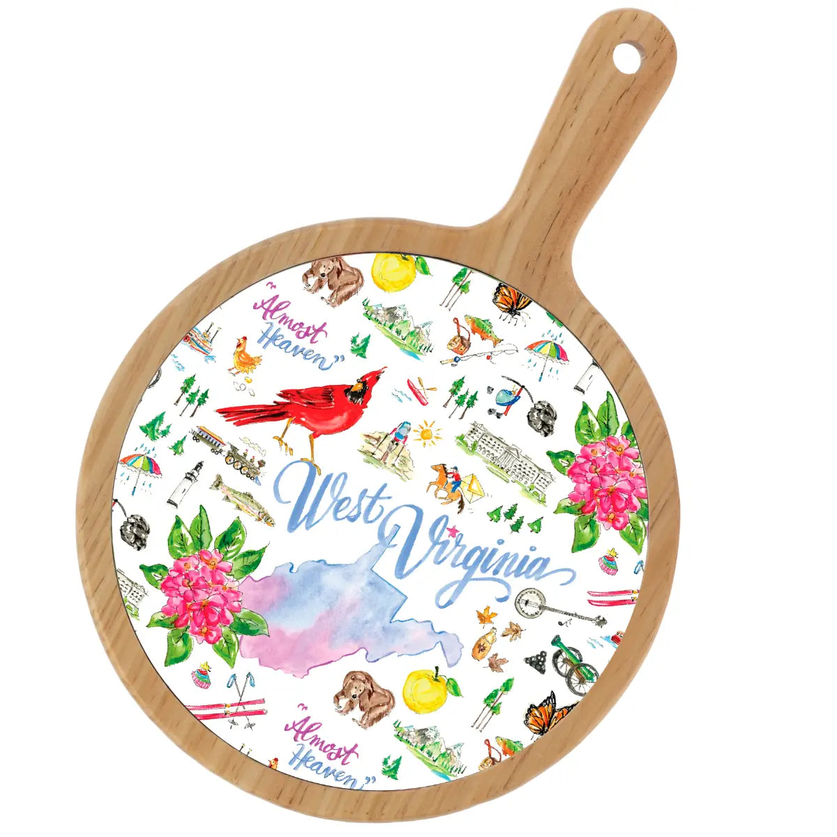 Location Themed Bamboo Cheese Board - Boot Scootin Bamboo & Ceramic Cheese Board Preorder ships March 3