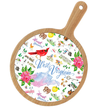 Location Themed Bamboo Cheese Board - Boot Scootin Bamboo & Ceramic Cheese Board Preorder ships March 3