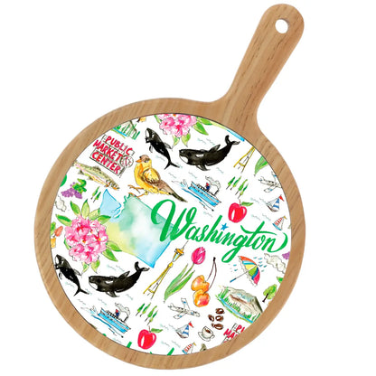 Location Themed Bamboo Cheese Board - Boot Scootin Bamboo & Ceramic Cheese Board Preorder ships March 3