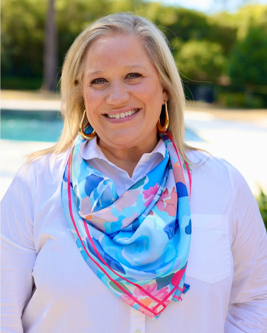 Wellford Garden Print Scarf - Blue