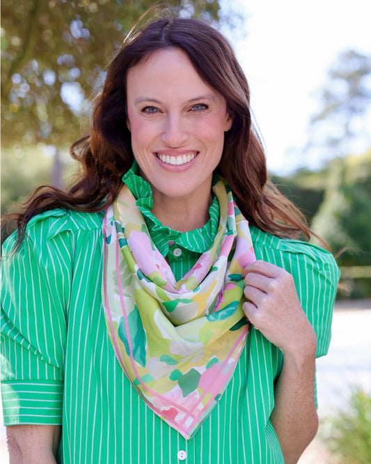 Wellford Garden Print Scarf - Green