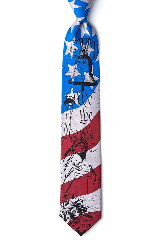 We the People Tie By Wild Ties - Red - NY Gift Boutique